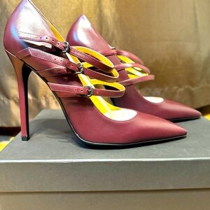 Bottega Veneta MaryJane Pumps (Burgundy)